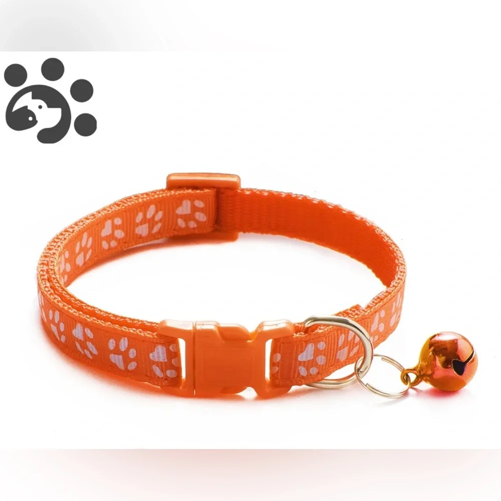 Cat Dog Collar with Bell Adjustable Buckle Basic Collar Durable Nylon Collars